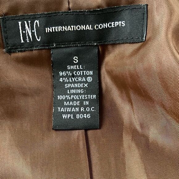 INC International Concept Brown Lined Jacket Size Small EUC - Picture 5 of 8